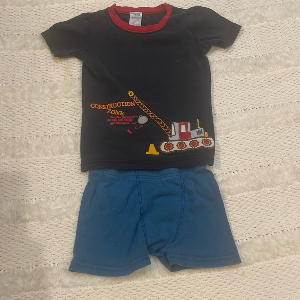 Y2K Gymboree construction zone crane 100% cotton top & Hanes blue shorts boys 5